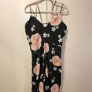 Floral black pant romper